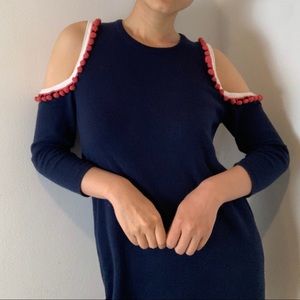 Navy Dress with Pink Pompom